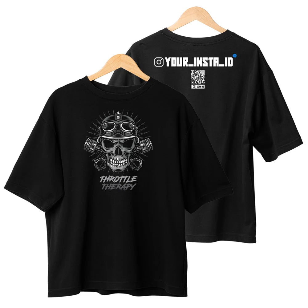 Throttle Therapy Oversized Tshirt with Instagram ID on the back Main image