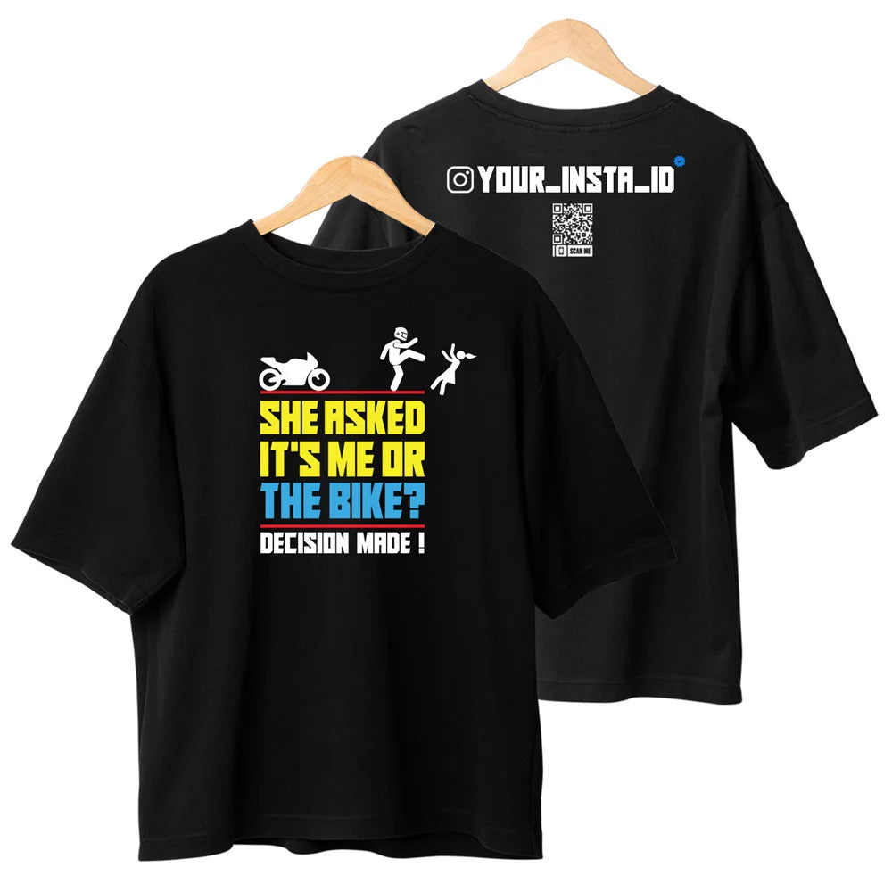 She Asked Oversized Tshirt with Instagram ID on the back Main image