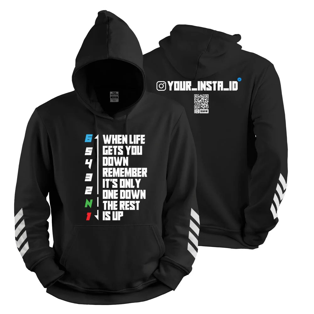 Bike Gear Shift Quote - Custom Instagram ID Hoodie