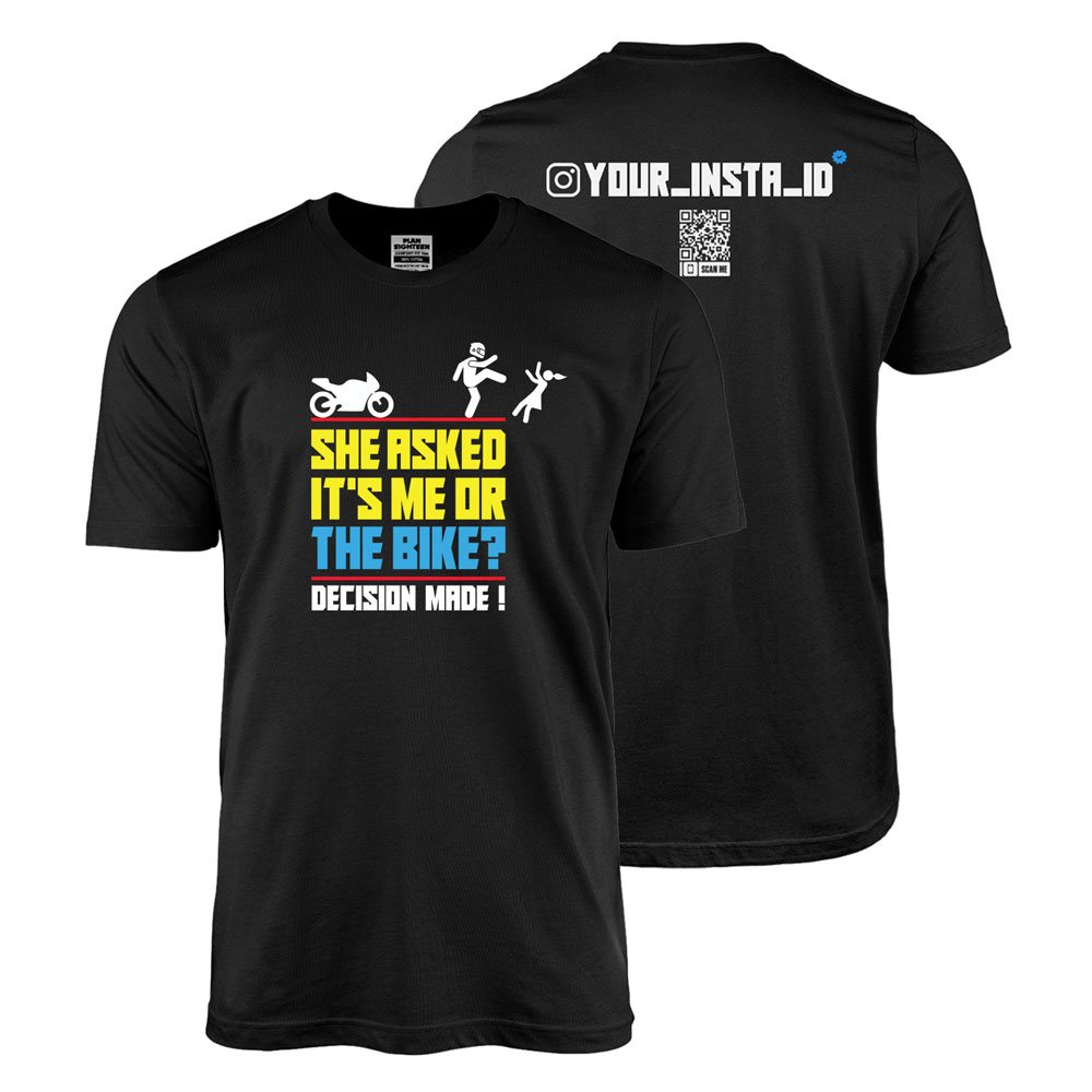 She Asked Half Sleeve Tshirt with Instagram ID on the back